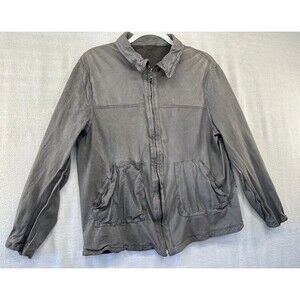 Vera Pelle Womens Soft Leather Jacket Gray Motorcycle Size XL (52) Made Italy